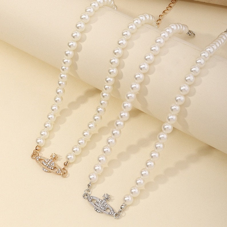 Saturn choker pearl necklace Clearance