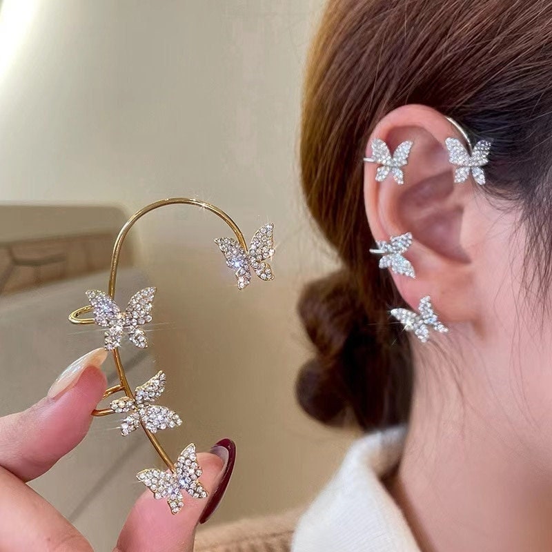 Butterfly Ear Cuff Butterfly Ear Wrap Silver Ear Cuff Etsy