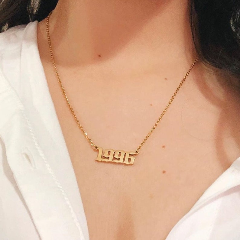 1995-1998 Year Date Number Necklace English Birth Pendant Choker Necklace 1995-1998 Year Date Number Necklace English Birth Pendant Choker Necklace