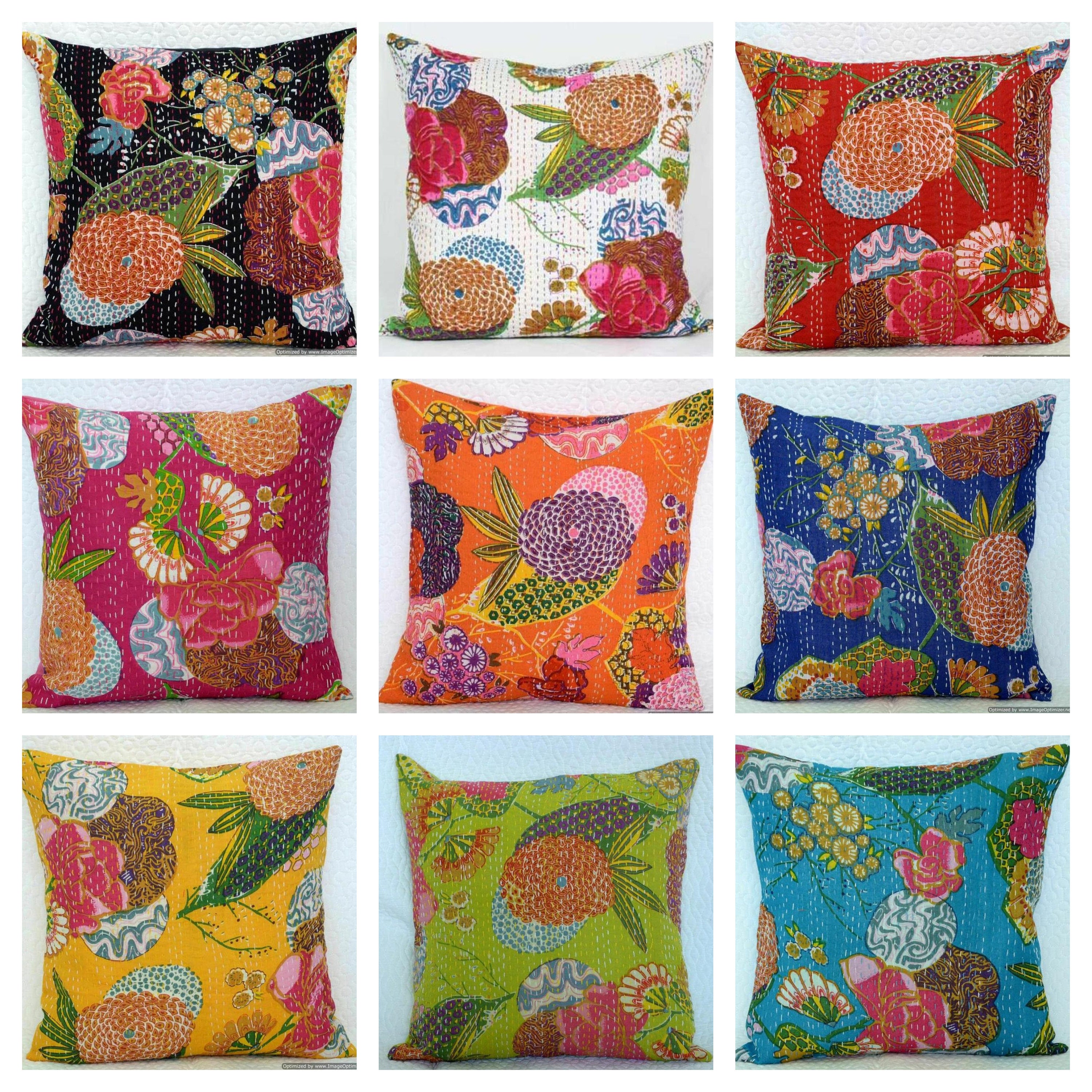 Kantha Pillow cover 16x16 18x18 20x20 22x22 24x24 Kantha Etsy