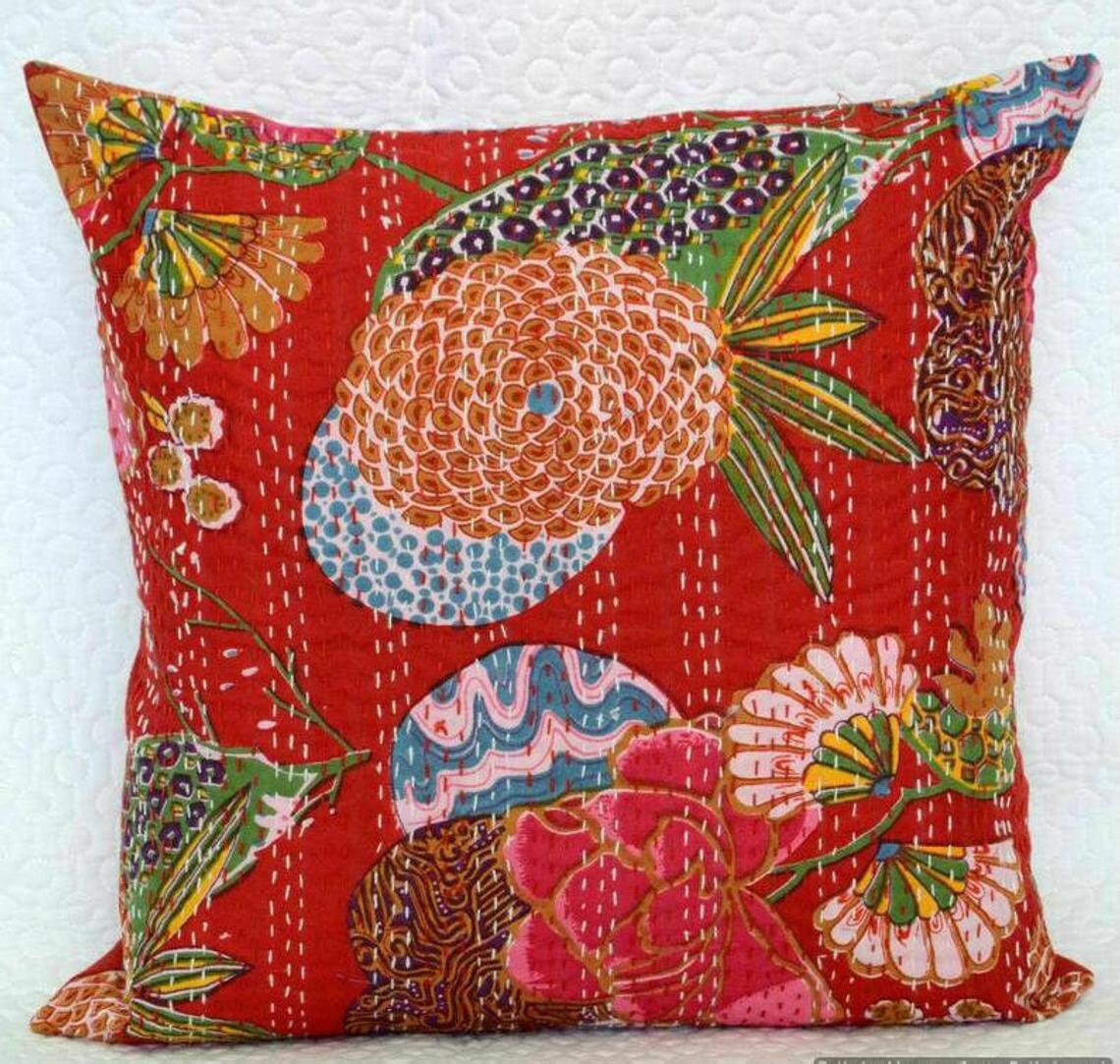 HANDMADE KANTHA // Throw Pillow Covers 16x16 To 24x24 Pillow Etsy