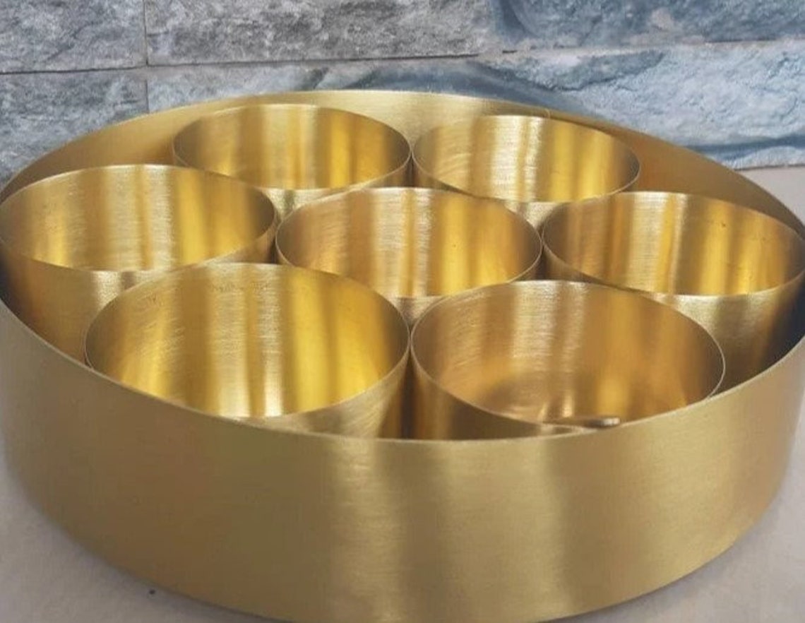 Indian Handmade Pure 100 Brass Spice Box Indian Spice/masala Etsy