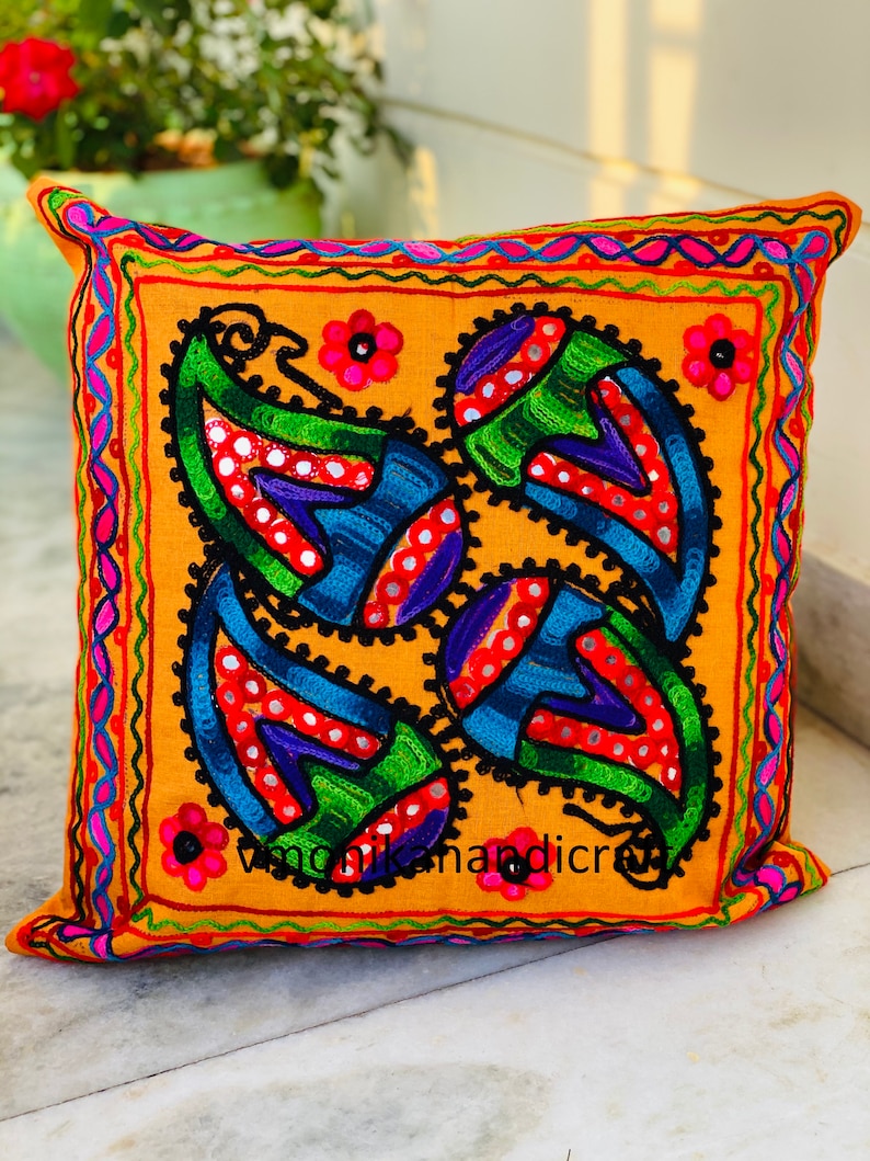 Throw Pillow Covers Mexican Pillow Covers Hand Embroidered Etsy