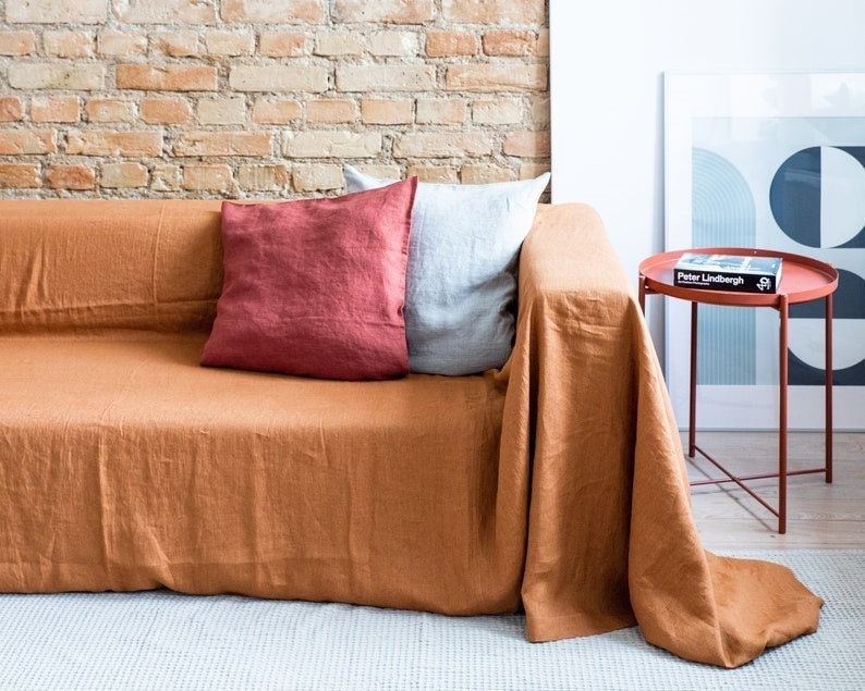 Natural Cotton Couch Cover Rust Brown Extra Big Couch Cover, Cotton Sofa  Cover in All Sizes Available, Couch Cover Throw, Bed Sheet Set, 