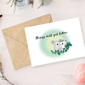 carta di allegria, carta fatta a mano, file di download digitale, adorabile Koala, disegno digitale, busta 5X4