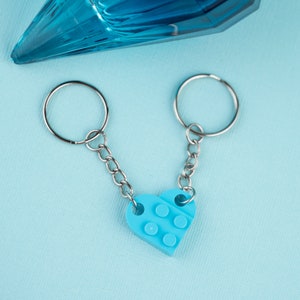 Azure LEGO Heart Keychain Set - Authentic LEGO Bricks, Matching Friendship, Valentine's, Couples, BFFs, Mother's Day - SYDNEY, Australia