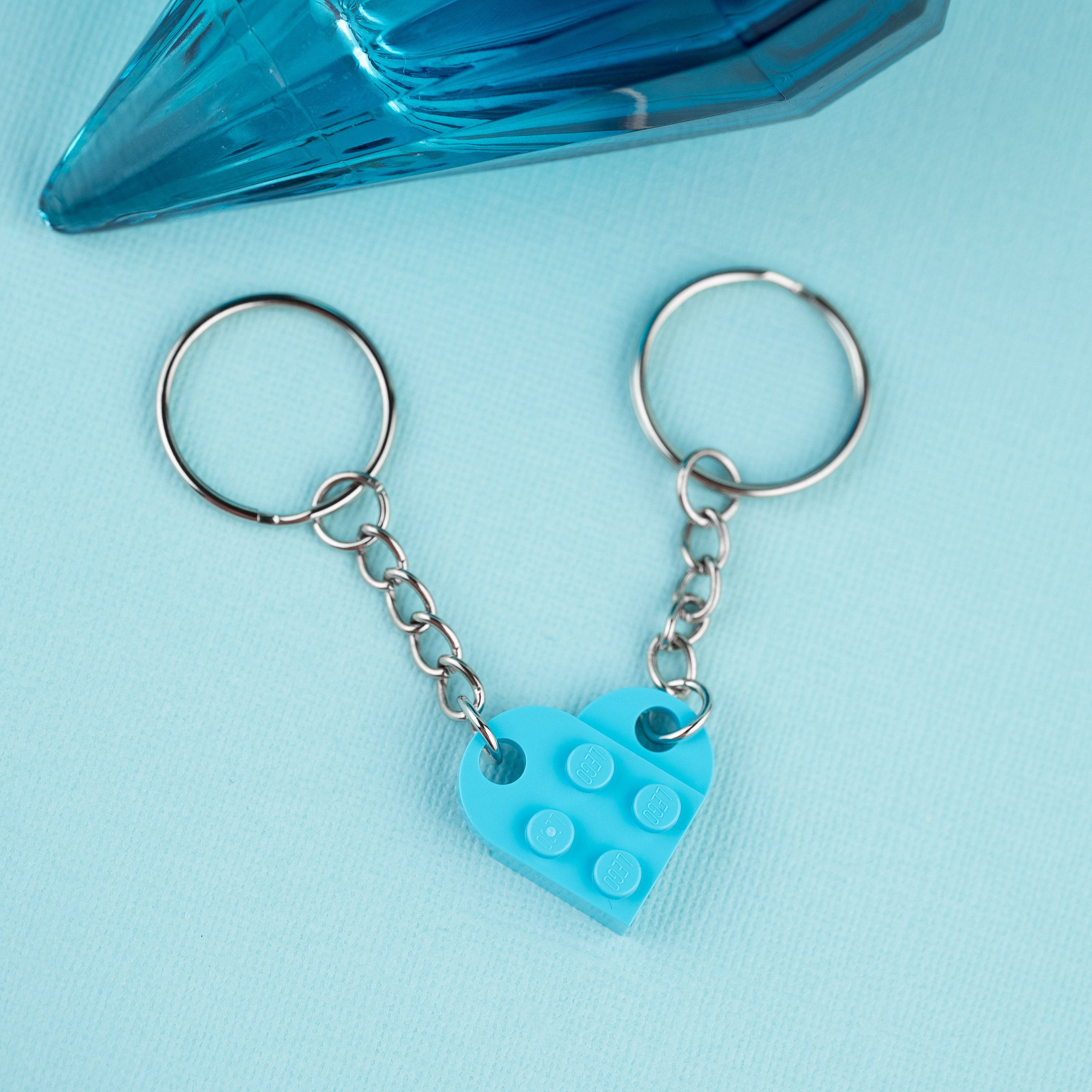 Azure Heart Keychain Set - Made of Authentic LEGO® Bricks