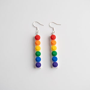 Pair of 1x6 LEGO Awesome Rainbow Hook Dangle Drop Earrings Authentic LEGO Bricks Cute Gift - SYDNEY, Australia