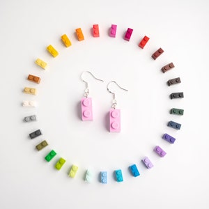 Pair of LEGO Brick Dangle Hook Earrings - Made with Authentic 1x2 LEGO Bricks - Different Colours to Choose From - SYDNEY, Australia