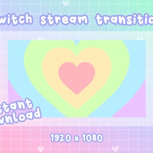 Pastel Rainbow Heart Stinger Twitch Transition, Twitch Stream Scene Stinger Transition, Cute Stinger Transition