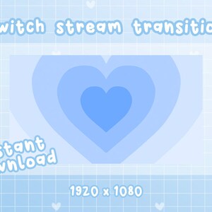 Blue Heart Stinger Twitch Transition, Twitch Stream Scene Stinger Transition, Cute Stinger Transition