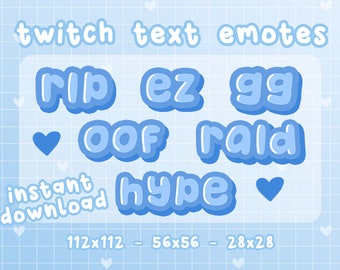 6 Blue Twitch Text Emotes Pack / Channel Points / Discord / Stream / Affiliate / Stream / YouTube / Chat / Art / Badges / Emoji / Cute