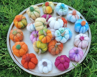 Colorful felted mini&midi pumpkins, mushrooms, apples, acorns, carrots, Halloween, autumn garland, Thanksgiving, pumpkin, seasonal table, autumn decoration,