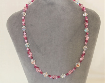 Swarovski pink crystal beaded choker necklace