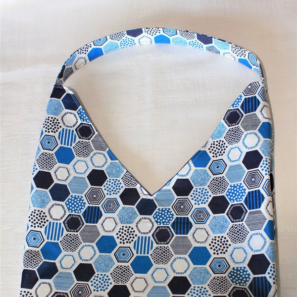 Sac seau bandoulière bleu formes géométriques