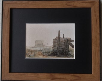 Aquarelle paysage de campagne