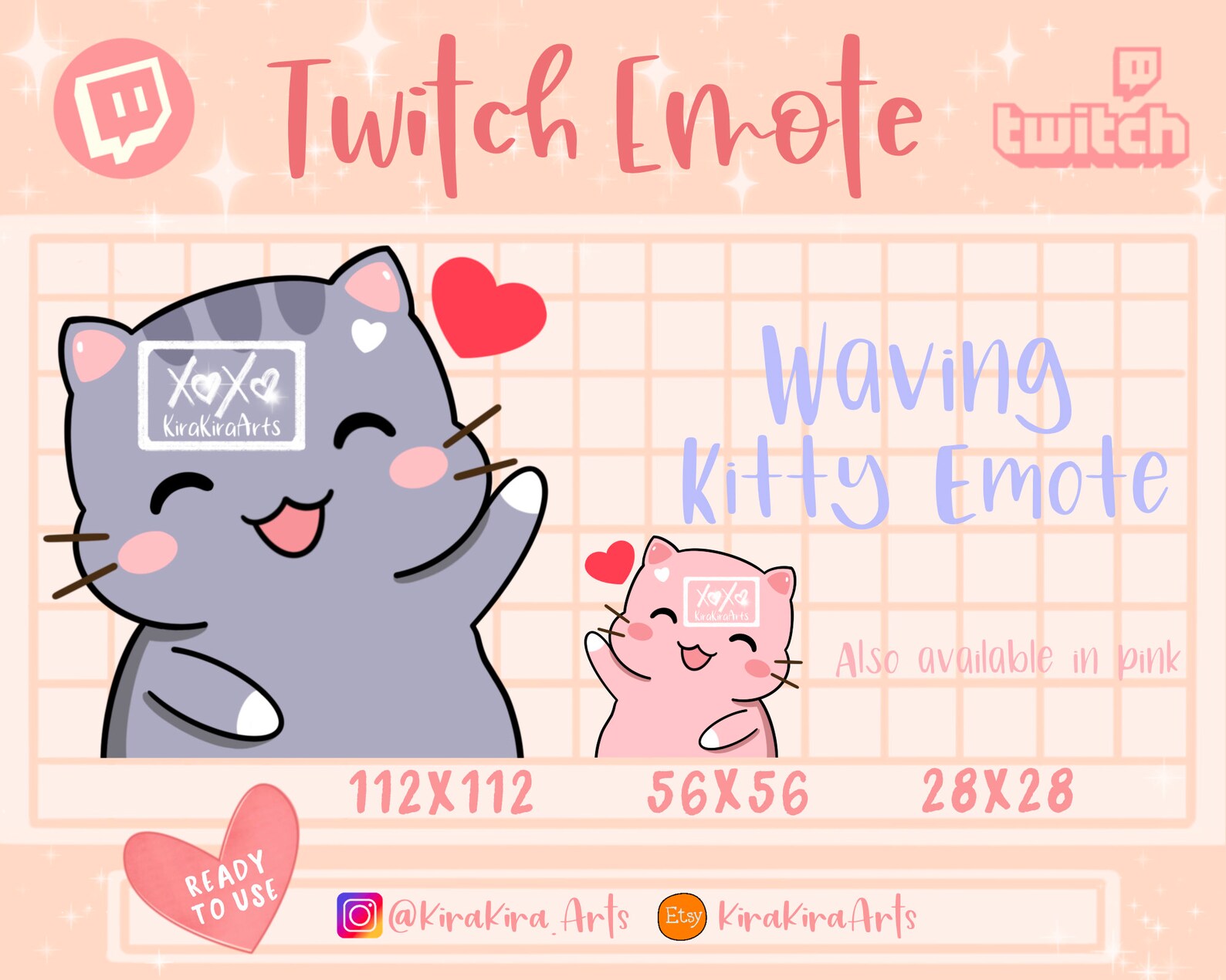 Twitch Emote Waving Kitty Hi Emote Discord Emote Cat Emote - Etsy