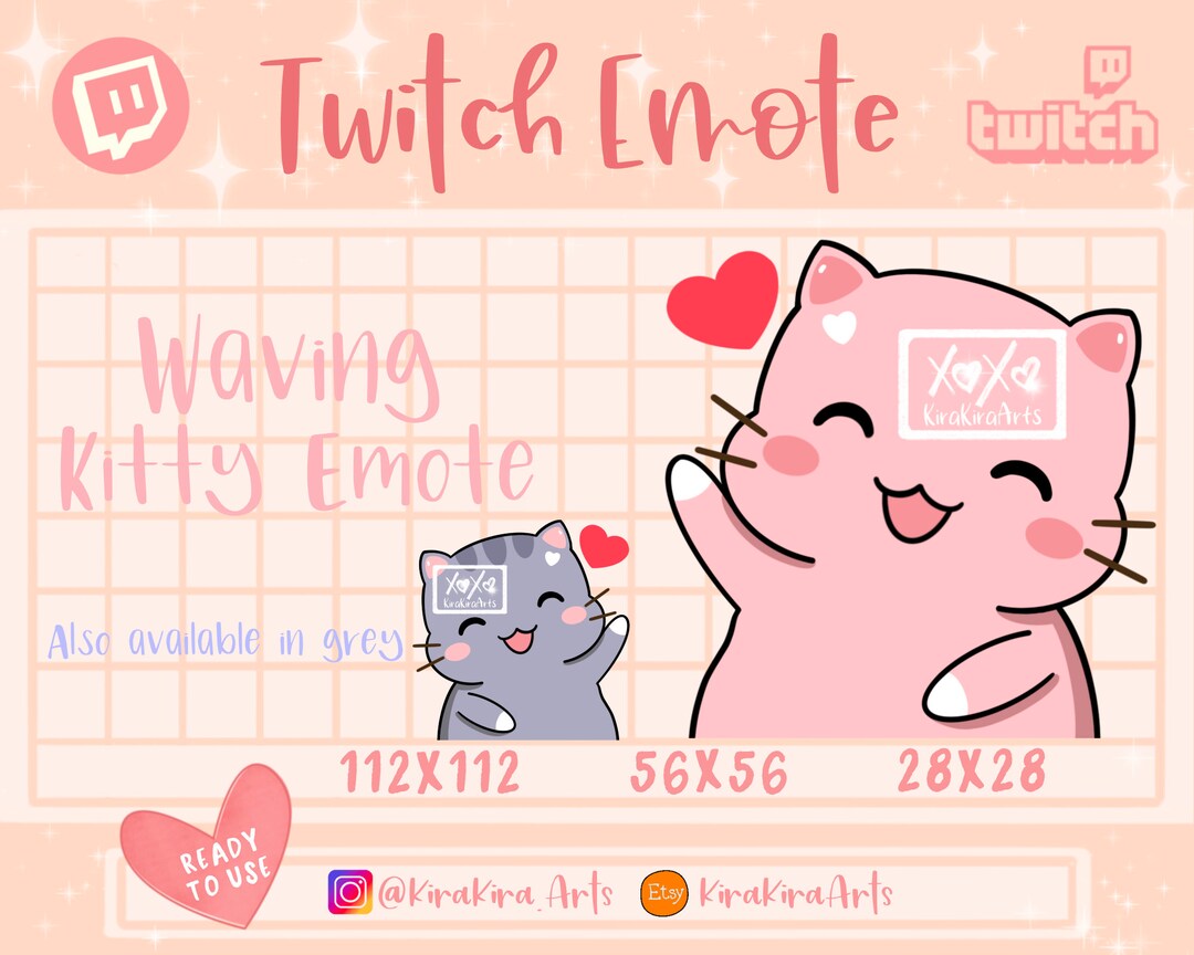 Twitch Emote Waving Kitty Hi Emote Discord Emote Cat Emote - Etsy