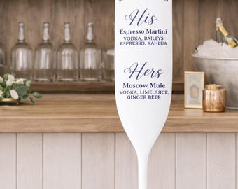 Personalized Wooden Oar Welcome Sign, Coastal Wedding Signature Drink Paddle