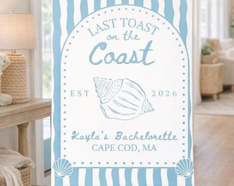 Coastal Bachelorette Welcome Sign Template | Last Toast on the Coast (Canva)