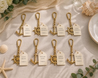 Nautical Key Chain Seating Chart- Brass Anchors and Wheels