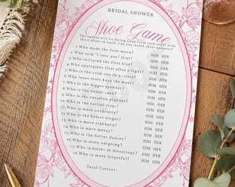 Bridal Shower Shoe Game Cards | Blue Floral Wedding Activity (Digital Download)