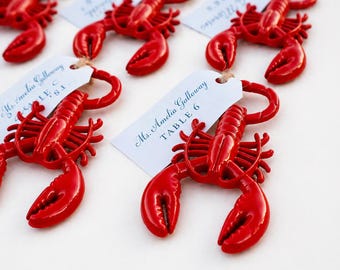 Lobster Bottle Opener Wedding Seating Chart, Personalized Place Cards, Beach Theme wedding favors