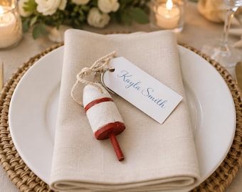 Coastal Wedding Buoy Keychain Favors, Nautical Place Cards, Personalized Beach Decor