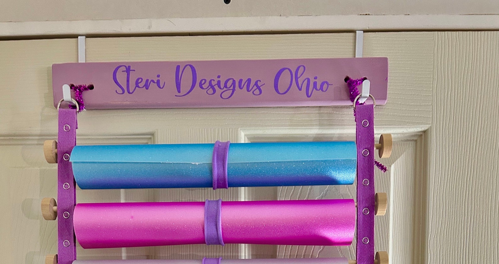 Vinyl Storage for Craft Room | Vinyl Roll Over Door Storage | Rack for ...
