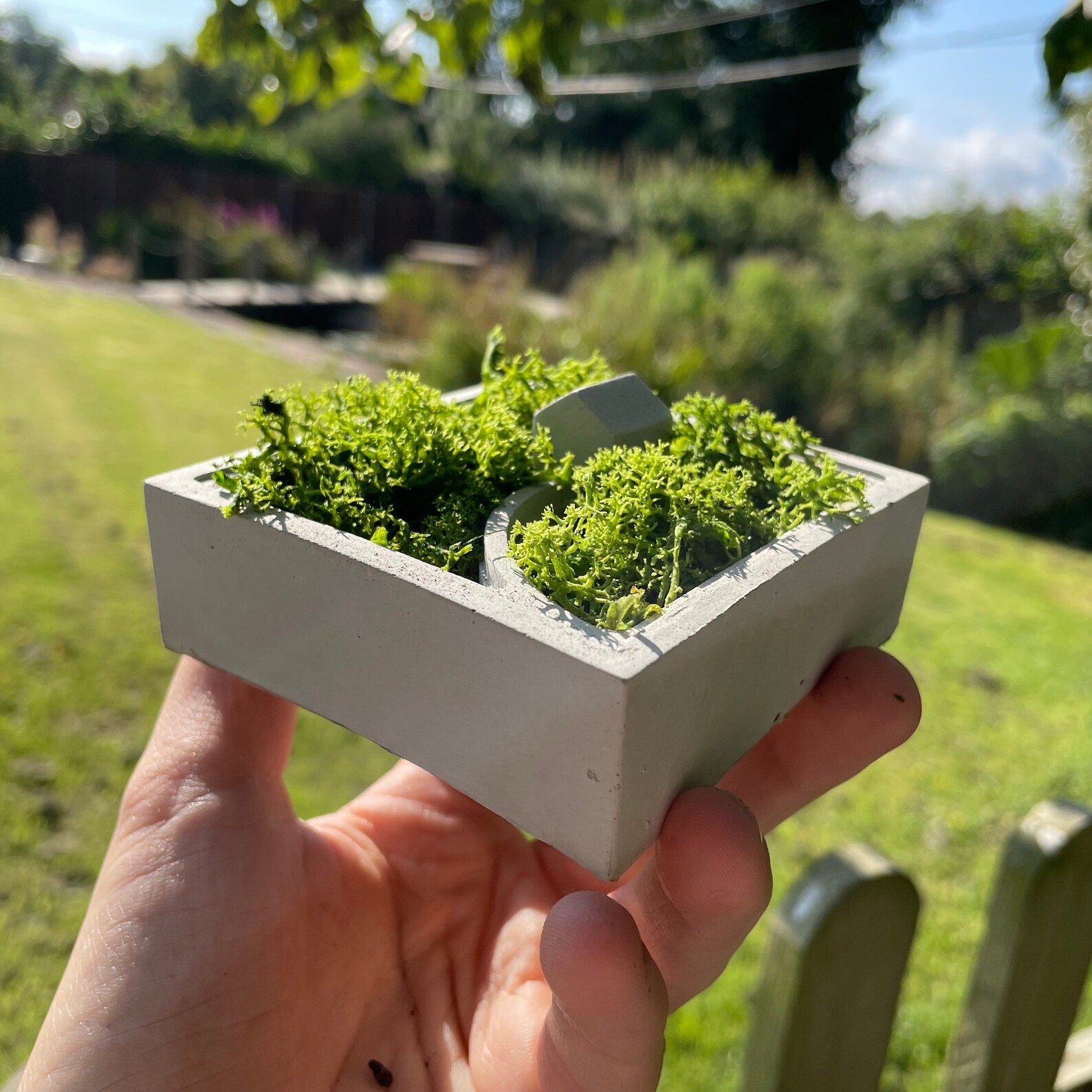 Concrete Mini House Planter Decorative Moss Garden Etsy