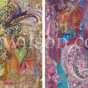 Carte postale d’art par Sally Wilson (10 x 21 cm) Icterine Blossom & Violet Acanthus (Gloss)
