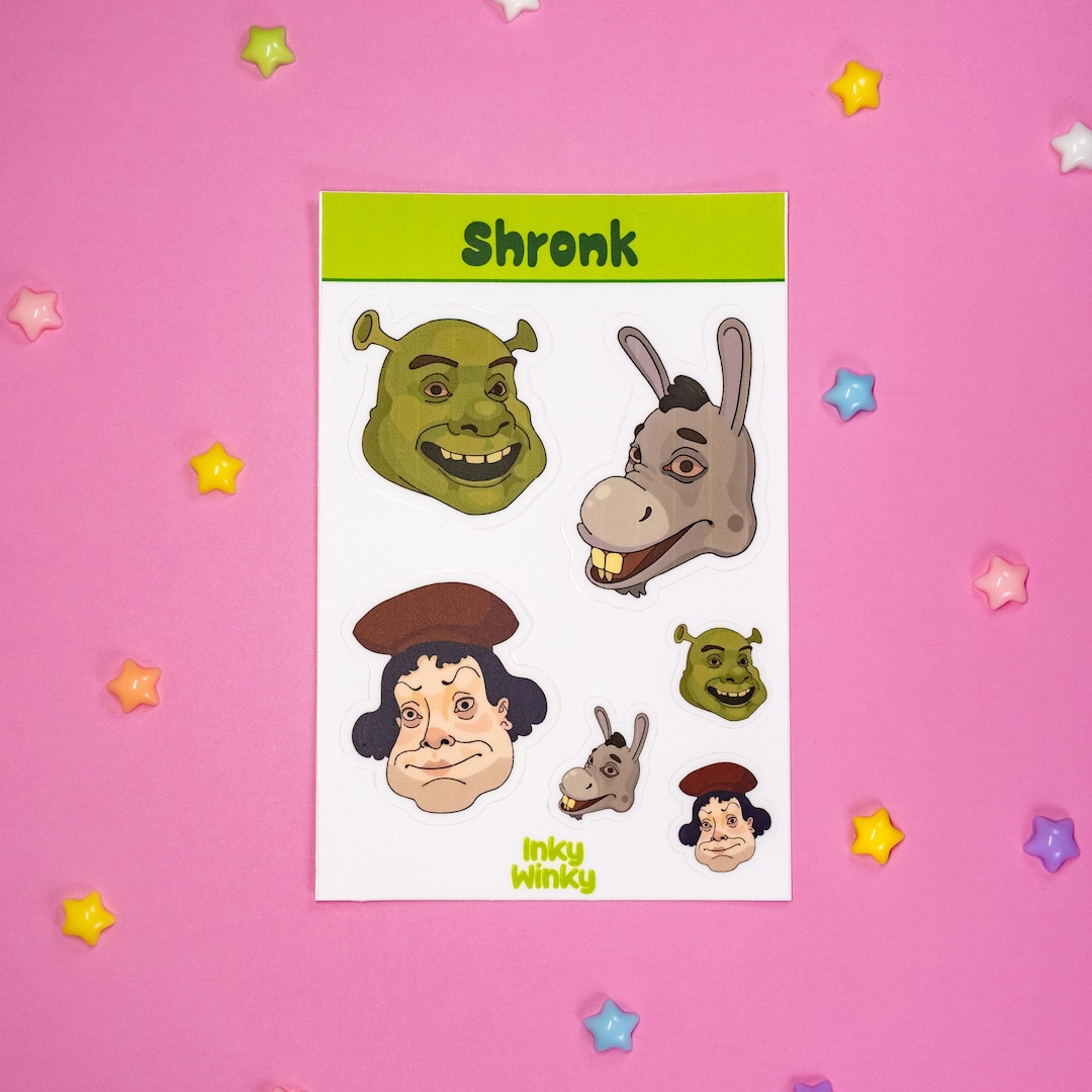 Shronk Sticker Sheet | Funny Shrek Stickers | Silly Donkey Sticker ...