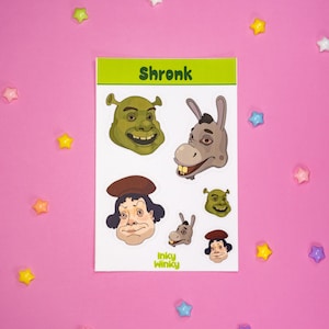 Shronk Sticker Sheet | Funny Shrek Stickers | Silly Donkey Sticker Sheet | Gift Idea