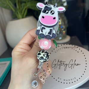 Cute Cow Badge Reel, Nurse Badge Reel, Teacher Badge Reel, Cow