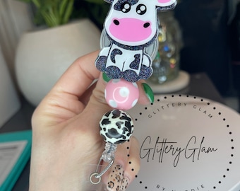 Cute Cow Badge Reel, Nurse Badge Reel, Teacher Badge Reel, Cow, Farm Animal Badge Reel, pediatric, ID Badge Reel, Badge Buddy, Cow Print