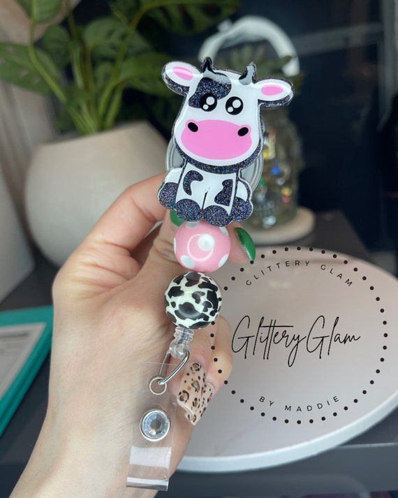 Cute Cow Badge Reel, Nurse Badge Reel, Teacher Badge Reel, Cow