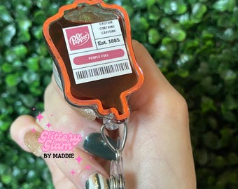 Dr. Pepper IV Bag Badge Reel: Nurse Badge Holder
