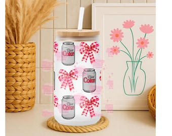 Coquette Diet Coke Tumbler Wrap PNG: Retro Bows, 16oz Can Glass (Digital Download)