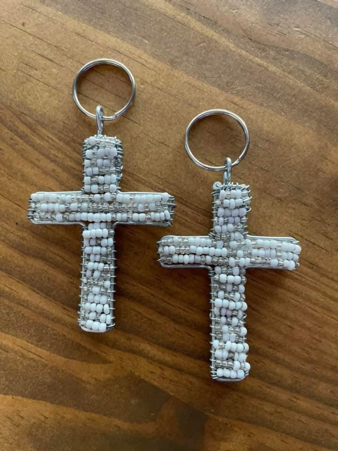 Beaded Cross Keyrings Etsy