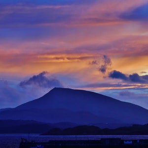 Photo print Muckish Mountain, Donegal, Ireland, sunset, Downings pier, silhouette, wall art, home decor, irish scenery, wall hanging picture