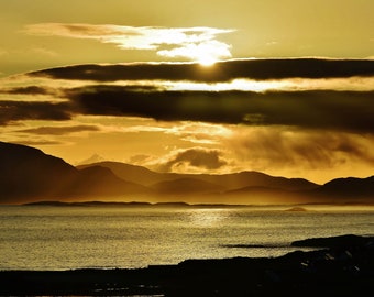 Photo print of Connemara Mountains, Galway, Mayo, Ireland, Wid Atlantic Way, Inishbofin Island, wall art, home decor, Irish scenic sunrise