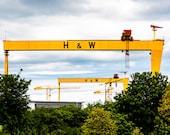 Photo print Belfast yellow cranes at Harland and Wolff Titanic Shipyard, Industry, wall art, home decor, wall hangings, Samson and Goliath