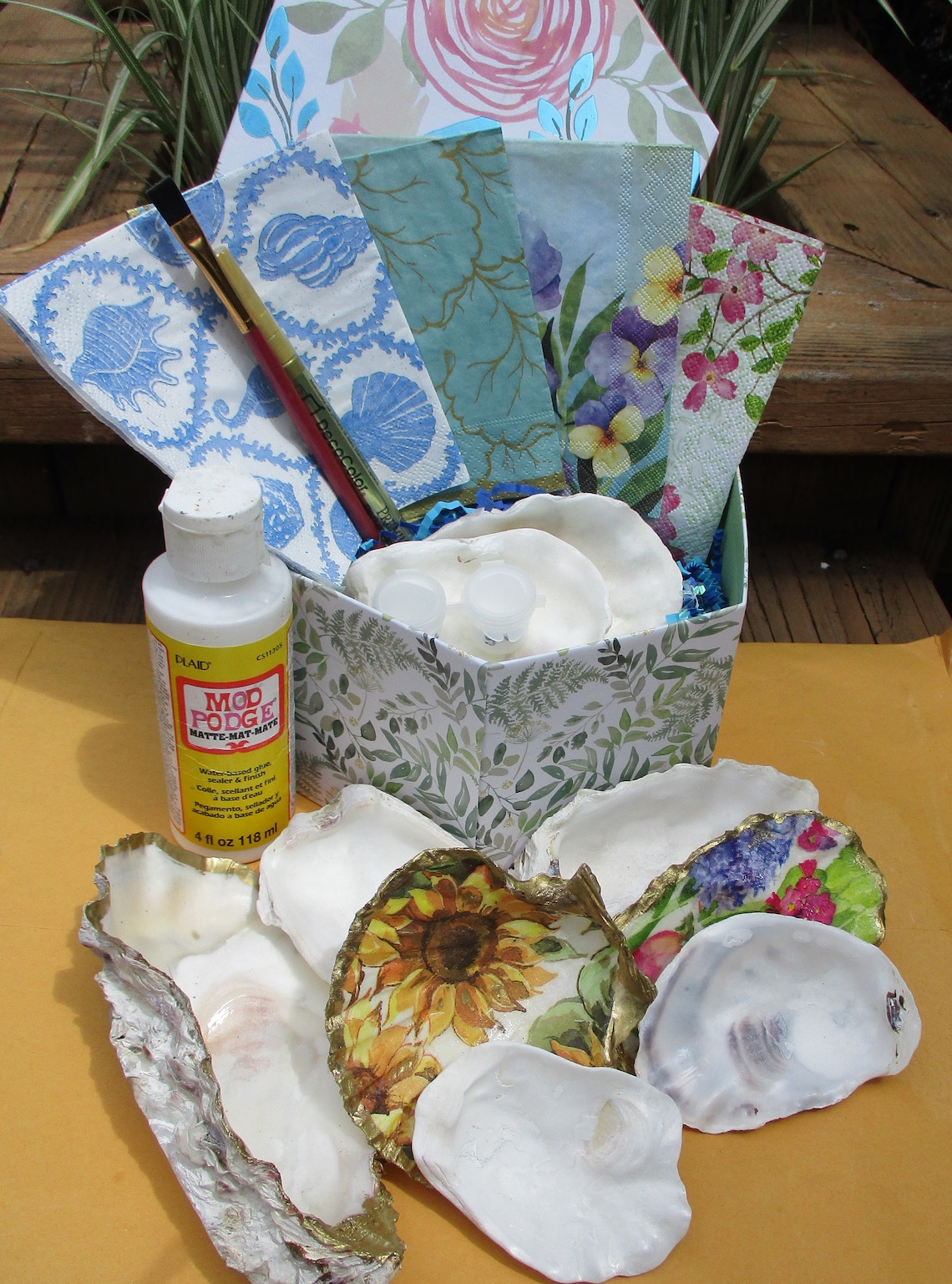 Shell decoupage kit DIY 14 shells decoupage napkins bonus Etsy