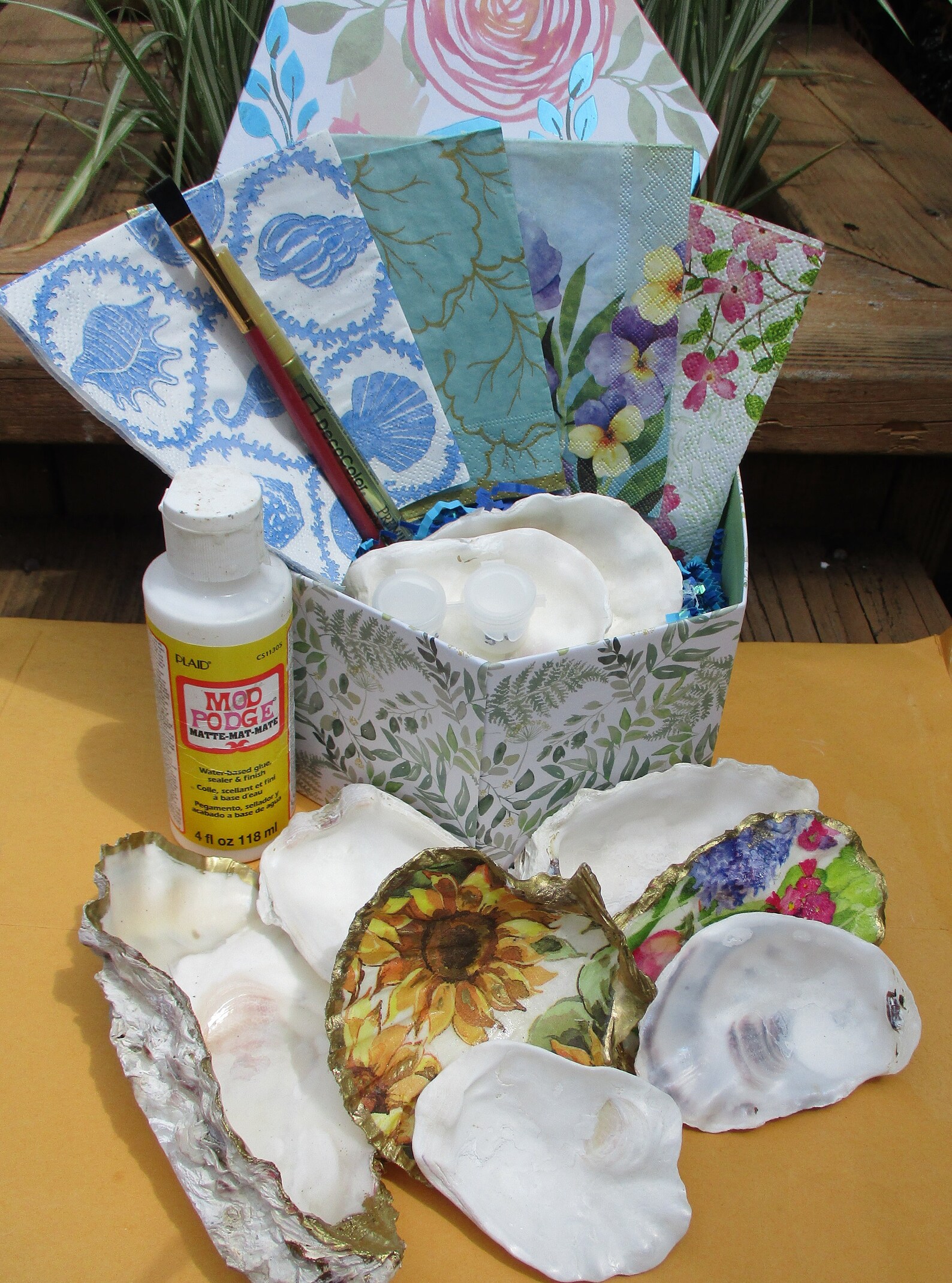 Craft kit kit with shells DIY 14 shells decoupage napkins Etsy