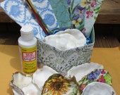 Craft kit, New prices, decoupage kit with shells, DIy 4 shells, decoupage napkins, Shell decoupage kit, 1-4 shells SUPER fun crafts