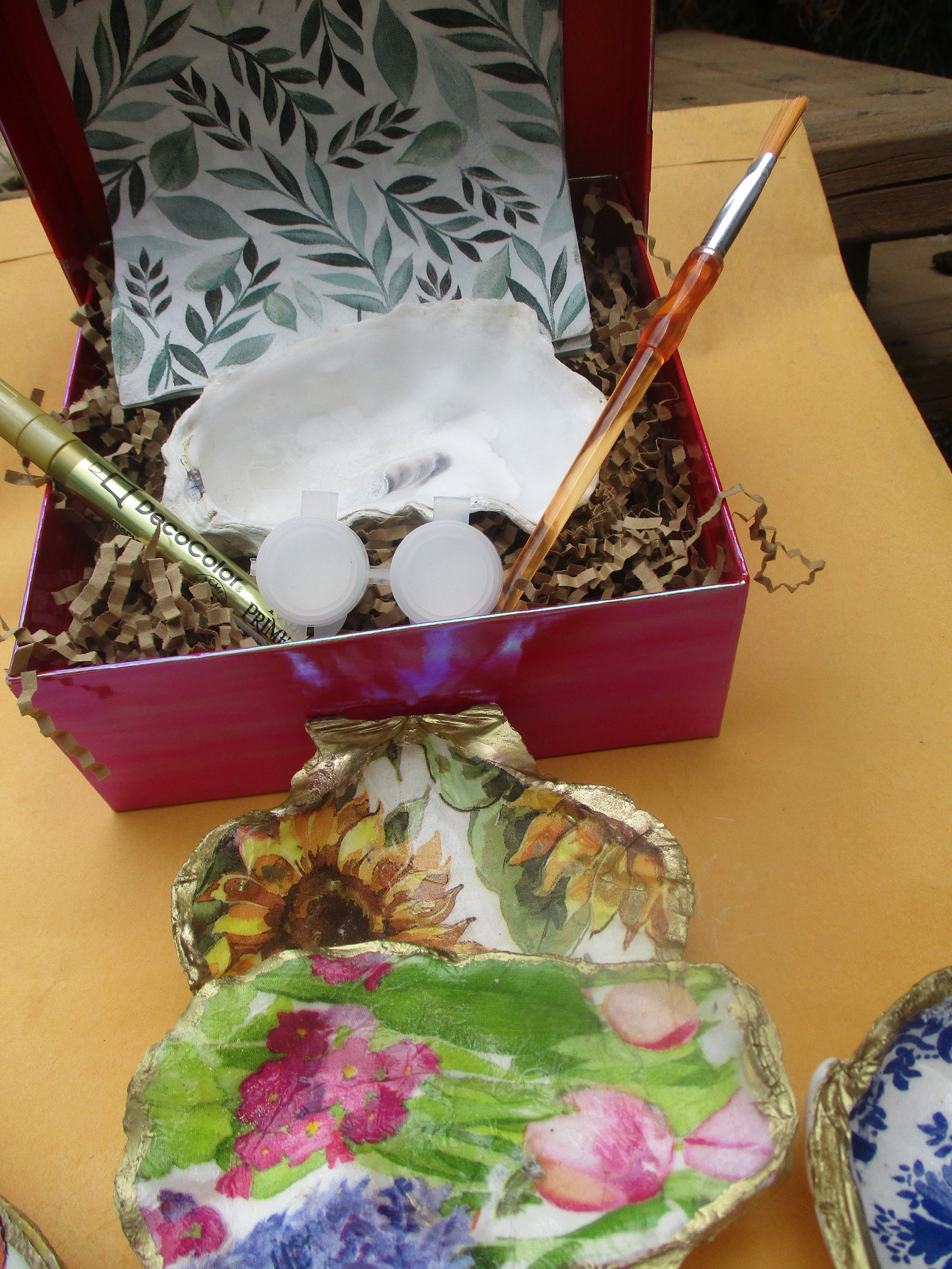 Shell decoupage kit DIY 14 shells decoupage napkins bonus Etsy