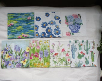 craft napkins,  low postage, pairs or sets, decoupage, floral napkins, hydrangeas, patterned napkins