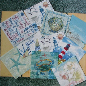 Napkins (4), nautical, gorgeous beach theme napkins, low shipping, sold in sets of (4)