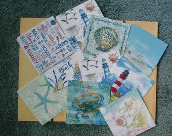 Napkins (4), nautical, super special beach theme napkins, low shipping, sold in sets of (4)