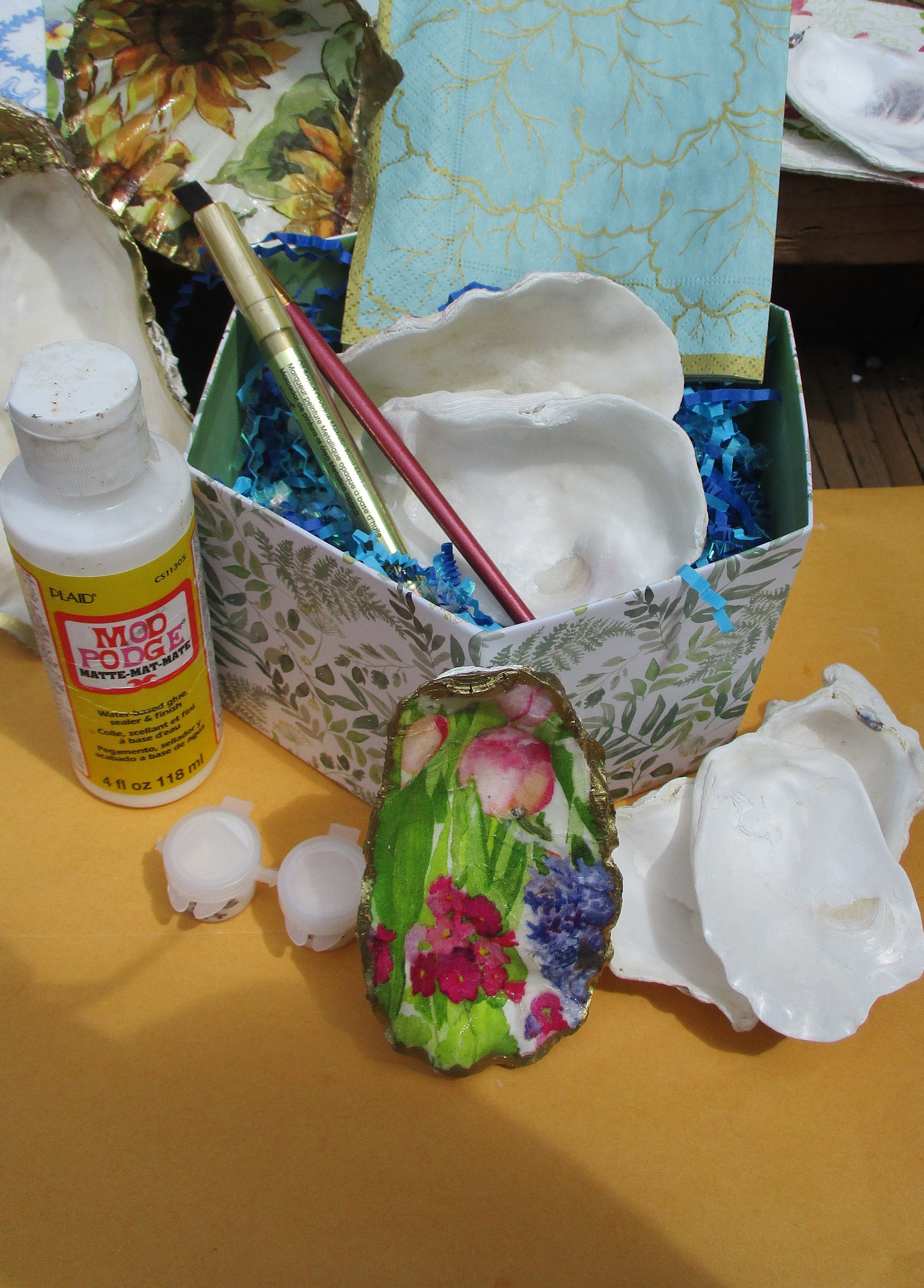 Craft Kit, 4-8 Shells, NEW PATTERNS, Shell Decoupage Kit, Floral Theme ...